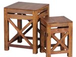 WOHNLING WL1.561 Beistelltisch PALI (2er Set) Massiv-Holz Sheesham 40 cm x 40 cm x 50 cm