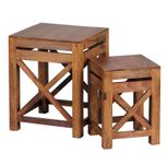 WOHNLING WL1.561 Beistelltisch PALI (2er Set) Massiv-Holz Sheesham 40 cm x 40 cm x 50 cm