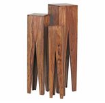 WOHNLING WL1.564 Beistelltisch (3er Set) Massiv-Holz Sheesham 25 cm x 25 cm x 100 cm