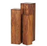 WOHNLING WL1.566 Beistelltisch (3er Set) Massiv-Holz Sheesham 24 cm x 24 cm x 85 cm