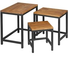 WOHNLING WL5.212 Beistelltisch AKOLA (3er Set) Sheesham 30 cm x 45 cm x 45 cm