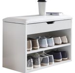 WOHNLING WL5.261 Schuhbank mit Sitzfläche Weiß 60 cm x 30 cm x 40 cm