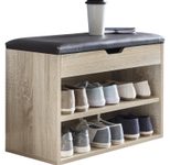 WOHNLING WL5.262 Schuhbank mit Sitzfläche Sonoma 60 cm x 30 cm x 40 cm