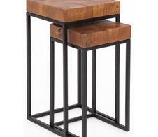 WOHNLING WL5.660 Design Satztisch Sheesham 30 cm x 30 cm x 60 cm