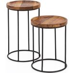 WOHNLING WL5.661 Design Satztisch Sheesham 30 cm x 30 cm x 54 cm