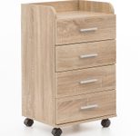 WOHNLING WL5.749 Rollcontainer Braun 40 cm x 33 cm x 71 cm