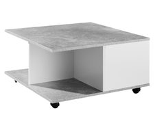 WOHNLING WL6.065 Design Couchtisch Zementgrau/Weiß 70 cm x 70 cm x 36 cm