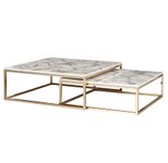 WOHNLING WL6.246 Design Couchtisch 2er Set Weiß 75 cm x 75 cm x 27 cm