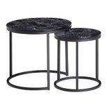 WOHNLING WL6.251 Design Beistellltisch 2er Set Schwarz 50 cm x 50 cm x 45 cm