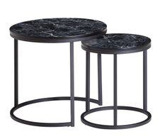 WOHNLING WL6.251 Design Beistellltisch 2er Set Schwarz 50 cm x 50 cm x 45 cm