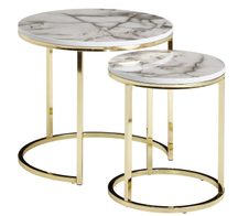 WOHNLING WL6.252 Design Beistelltisch 2er Set Weiß 80 cm x 80 cm x 45 cm