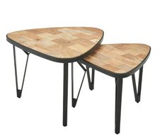 WOHNLING WL6.348 Design Couchtisch (2er Set) Akazie 60 cm x 60 cm x 45 cm