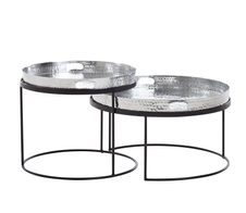 WOHNLING WL6.462 Couchtisch (2er Set) Silbern 56 cm x 56 cm x 33 cm