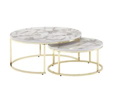 WOHNLING WL6.508 Couchtisch (2er Set) Gold 80 cm x 80 cm x 36 cm