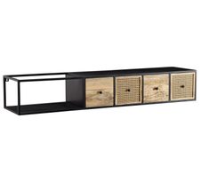 WOHNLING WL6.588 Lowboard Hängend Schwarz 150 cm x 35 cm x 25 cm