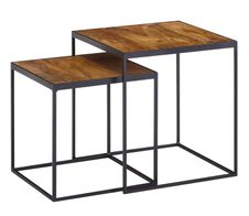 WOHNLING WL6.635 Wohnzimmertisch (2er Set) Mango 40 cm x 40 cm x 44 cm