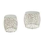 WOHNLING WL6.655 Beistelltisch (2er Set) Silbern 46 cm x 46 cm x 42 cm