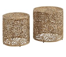 WOHNLING WL6.671 Beistelltisch (2er Set) Gold 41 cm x 41 cm x 42 cm