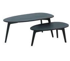 WOHNLING WL6.725 Design Couchtisch (2er Set) Schwarz 100 cm x 50 cm x 42 cm