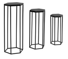 WOHNLING WL6.727 Beistelltischer (3er Set) Schwarz 35 cm x 35 cm x 90 cm