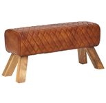 WOHNLING WL6.089 Sitzbank Echtleder / Massivholz 89x46x35 cm