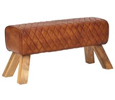 WOHNLING WL6.089 Sitzbank Echtleder / Massivholz 89x46x35 cm