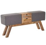 WOHNLING WL6.480 Design Turnbock Sitzbank mit Schubladen 120x56x30 cm Grau