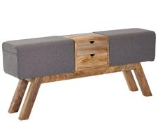 WOHNLING WL6.480 Design Turnbock Sitzbank mit Schubladen 120x56x30 cm Grau