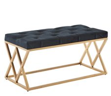 WOHNLING WL6.619 Sitzbank Samt 90x46x44 cm Polsterbank mit Metallgestell Chesterfield Design Schwarz