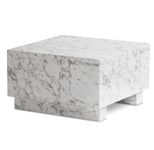 WOHNLING WL6.852 Couchtisch MONOBLOC Weiß (Marmor) 60 cm x 60 cm x 35 cm