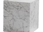 WOHNLING WL6.855 Couchtisch MONOBLOC Weiß (Marmor) 40 cm x 40 cm x 45 cm