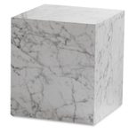 WOHNLING WL6.855 Couchtisch MONOBLOC Weiß (Marmor) 40 cm x 40 cm x 45 cm