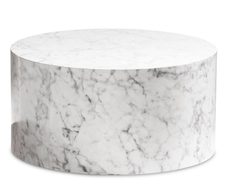 WOHNLING WL6.860 Couchtisch MONOBLOC Weiß (Marmor) 60 cm x 60 cm x 30 cm