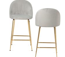 WOHNLING 2er Set Barhocker WL6.944 Samt grau