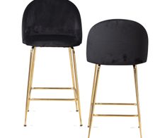 WOHNLING 2er Set Barhocker WL6.945 Samt schwarz