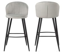 WOHNLING 2er Set Barhocker WL6.947 Samt grau