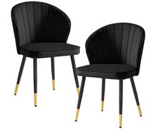 WOHNLING 2er Set Esszimmerstuhl Samt WL6.951 schwarz