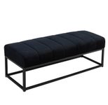 WOHNLING WL7.010 Sitzbank Samt 108x40x40 cm Polsterbank mit Metallgestell Schwarz