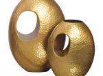 WOHNLING WL7.188 Deko Vase 2er Set Aluminium Gold mit Tragegriff