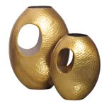 WOHNLING WL7.188 Deko Vase 2er Set Aluminium Gold mit Tragegriff