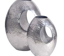 WOHNLING WL7.189 Deko Vase 2er Set Aluminium Silber mit Tragegriff