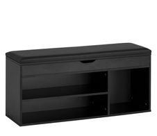 WOHNLING WL7.222 Schuhbank mit Sitzfläche und Stauraum 104x51x32 cm Kunstleder Schwarz