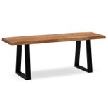 WOHNLING WL7.285 Garderobenbank 120x40x45,5 cm Akazie Massivholz / Metall mit Baumkante und Trapezform Beinen Schwarz