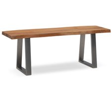 WOHNLING WL7.286 Garderobenbank 120x40x45,5 cm Akazie Massivholz / Metall mit Baumkante und Trapezform Beinen Chrom