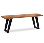 WOHNLING WL7.288 Garderobenbank 120x40x45,5 cm Akazie Massivholz / Metall mit Baumkante und U-Beine Schwarz