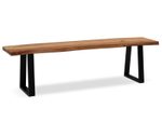 WOHNLING WL7.289 Esszimmerbank 120x40x45,5 cm Akazie Massivholz / Metall mit Baumkante und U-Beinen Schwarz