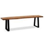 WOHNLING WL7.290 Esszimmerbank 140x40x45,5 cm Akazie Massivholz / Metall mit Baumkante und Trapezform Beinen Schwarz