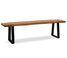 WOHNLING WL7.290 Esszimmerbank 140x40x45,5 cm Akazie Massivholz / Metall mit Baumkante und Trapezform Beinen Schwarz