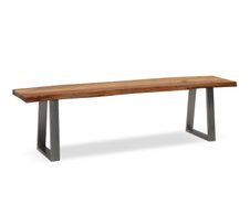 WOHNLING WL7.293 Esszimmerbank 120x40x45,5 cm Akazie Massivholz / Metall mit Baumkante Chrom