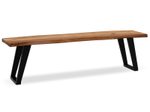 WOHNLING WL7.301 Esszimmerbank 120x40x45,5 cm Akazie Massivholz / Metall mit Baumkante und U-Beinen Schwarz